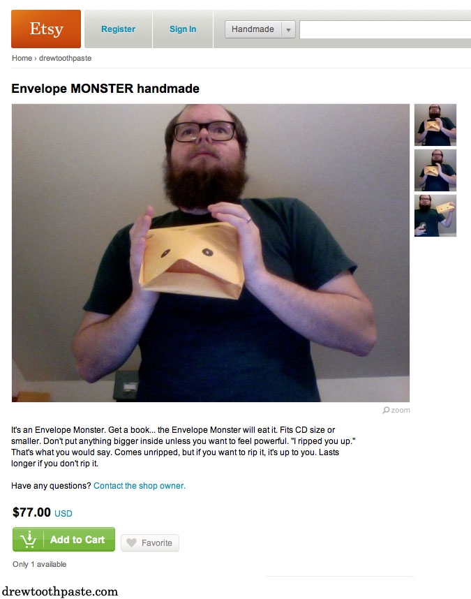 Etsy Envelope Monster